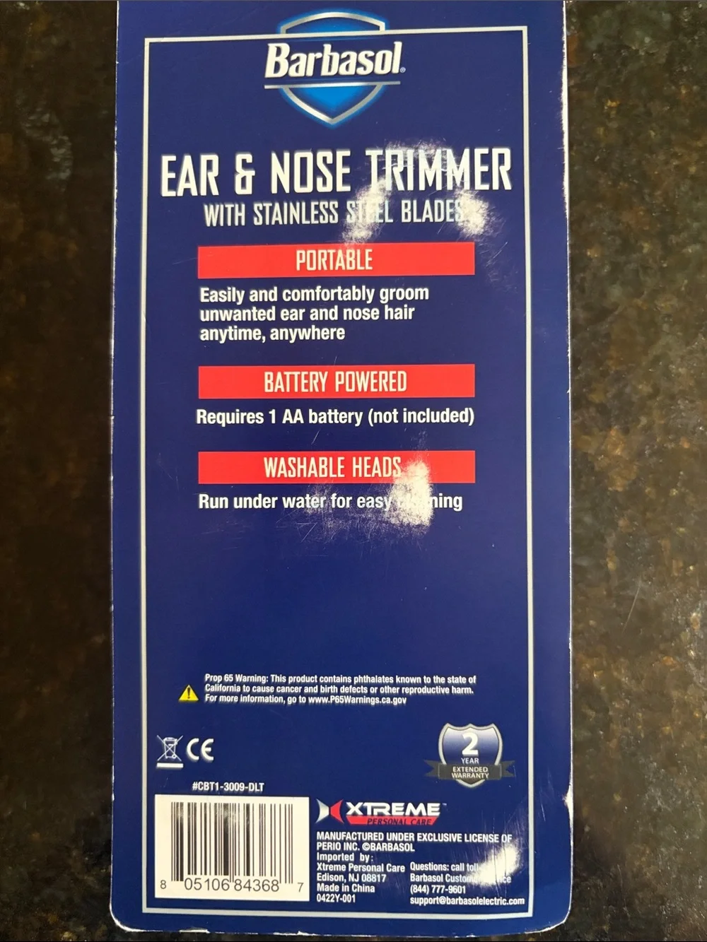 BARBASOL EAR & NOSE HAIR TRIMMER MENS GROOMING TRAVEL PERSONAL CARE